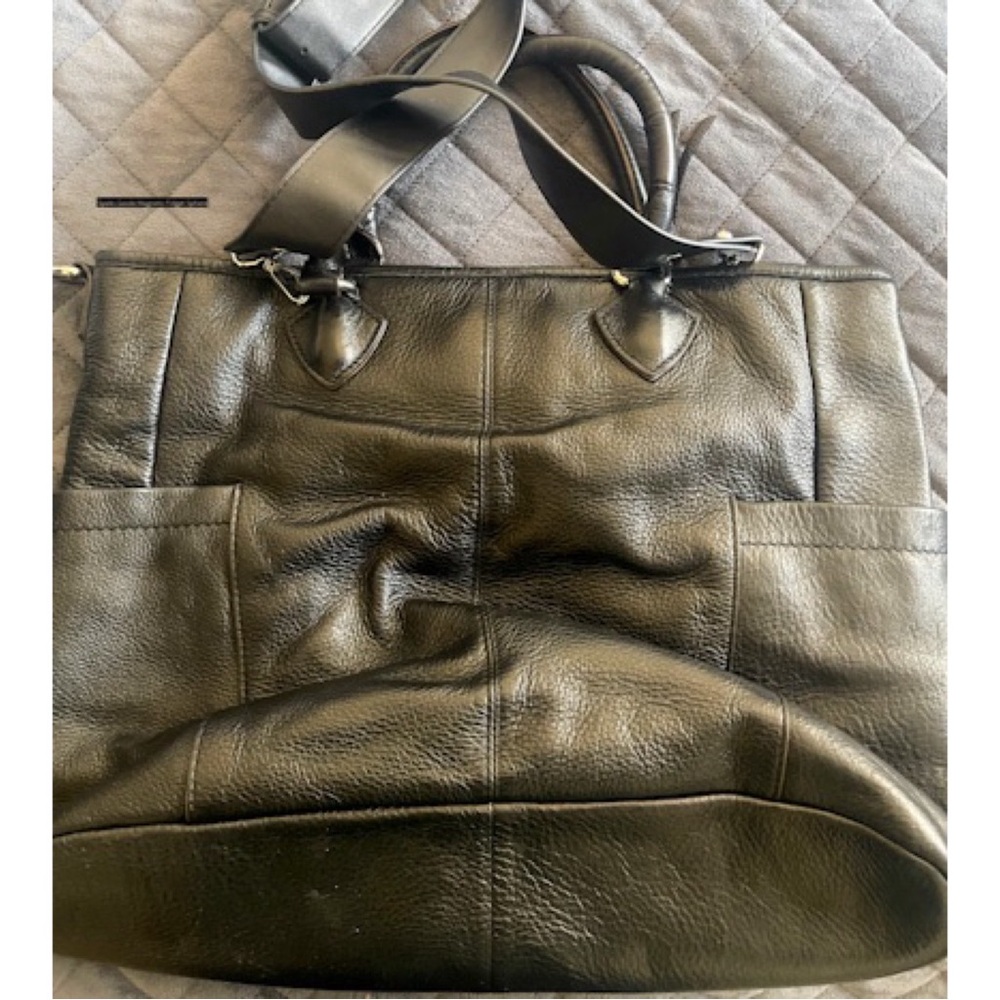 Elegant Black Leather Tote Bag